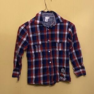 Disney Park's At C&A Boy's Long Sleeve Flannel Mickey Mouse Button Up Shirt.